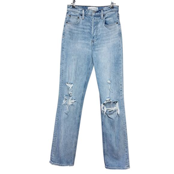 Aritzia Denim Forum the Arlo high rise straight 26 distressed light wash jeans - Picture 2 of 7
